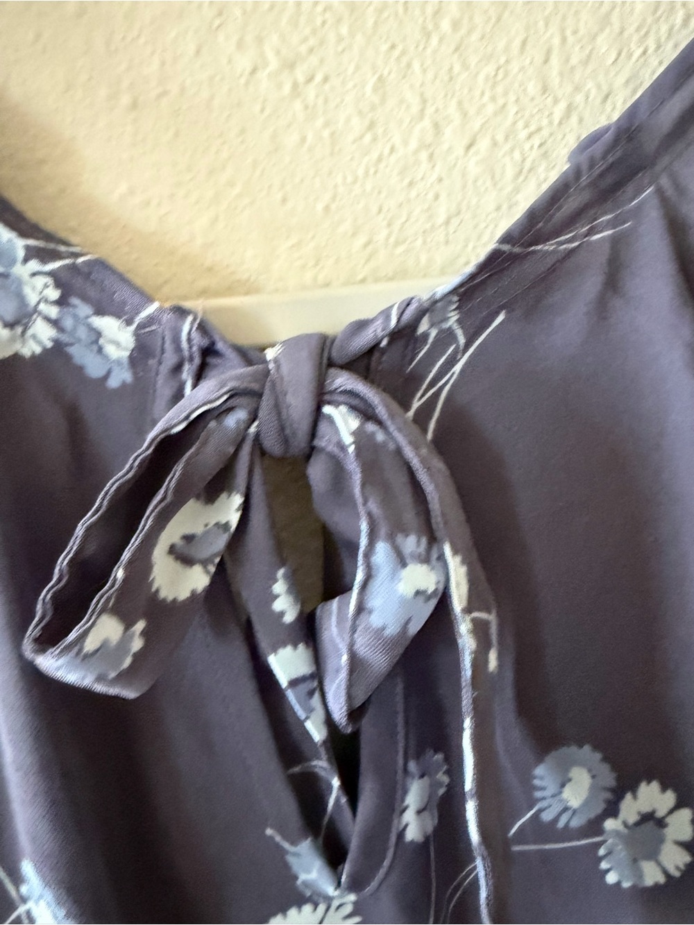 LC Lauren Conrad Slate Blue Floral Cap-Sleeve Blouse - Picture 5 of 5